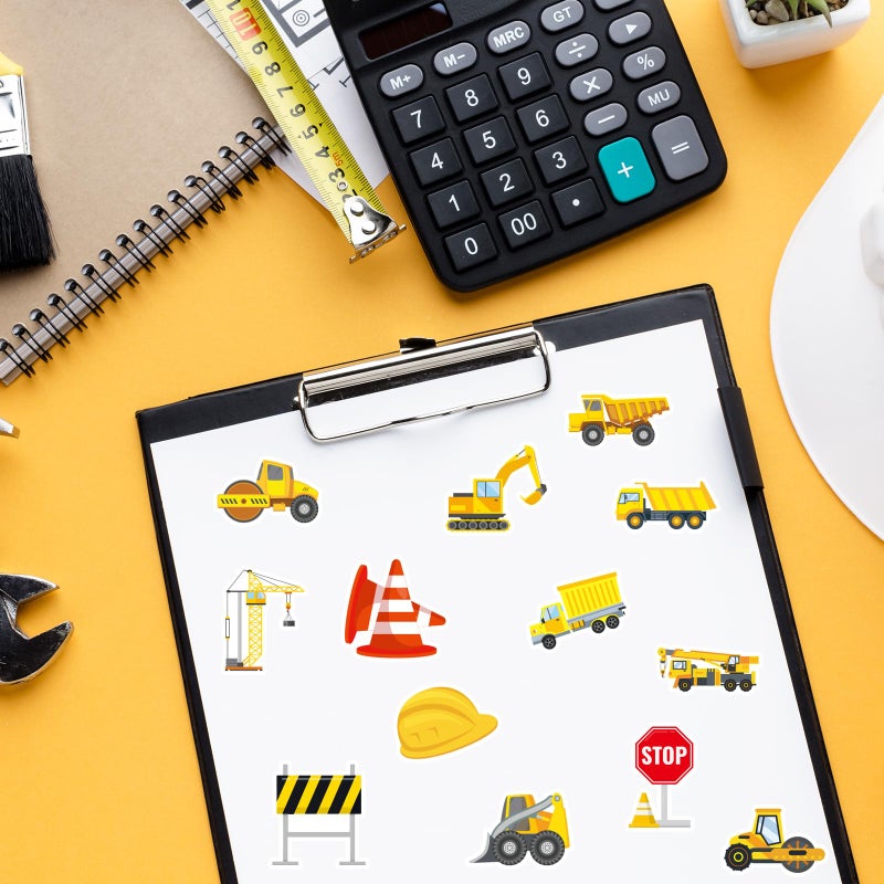 Whaline 1400Pcs Construction Sticker Truck Digger Vehicle Transportation Sticker 16 Designs Incentive Teacher Reward Decal for Craft Home Classroom Card Scrapbook Decor, 1.5 in - Image 4